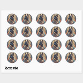 Sticker Rond Chien Boxer avec Fond Géométrique (Feuille)