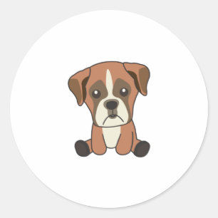 Sticker Rond Chien Boxer Chien Chiot Doux Chien Pour Enfants Am