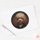 Sticker Rond Chien Caniche en robe de la Saint-Patrick (Enveloppe)