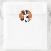 Sticker Rond Chien caricatural de Boston Terrier (Sac)