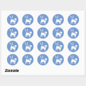 Sticker Rond Chien carlin Chien Chien Chien Chien Chien Chien (Feuille)