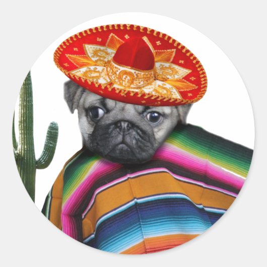 Sticker Rond Chien carlin mexicain (Devant)