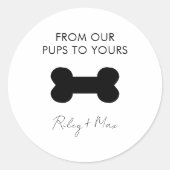Sticker Rond Chien Chat Chiot Traiter La Faveur Mariage De Nos  (Devant)