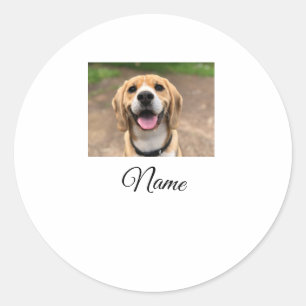 Sticker Rond Chien chat photo ajouter le nom de l'animal de com