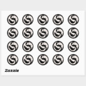 Sticker Rond Chien-chat Yin-Yang (Feuille)