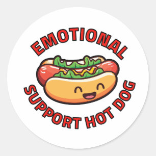 Sticker Rond Chien Chaud de Soutien Émotionnel Drôle Amateur de