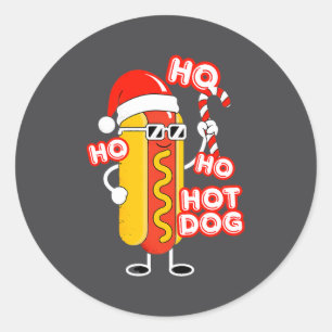 Sticker Rond Chien Chaud Ho Ho Drôle de Noël - Chien Chaud de F