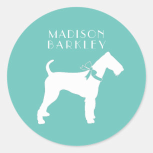 Sticker Rond Chien Chien Chien Airedale