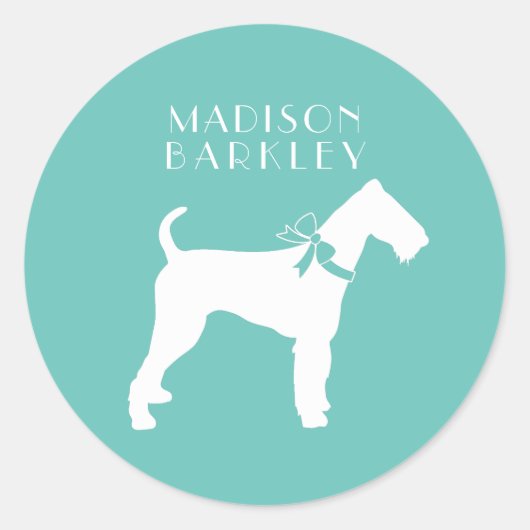 Sticker Rond Chien Chien Chien Airedale (Devant)