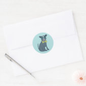 Sticker Rond Chien Chien Chien Chien Chien En Grey Tit Portant  (Enveloppe)