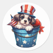 Sticker Rond Chien Chien Chien Chien Rouge Blanc Bleu Haut Chap (Devant)