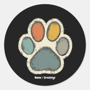 Sticker Rond Chien Chien Chien Empreinte de patte Conception de