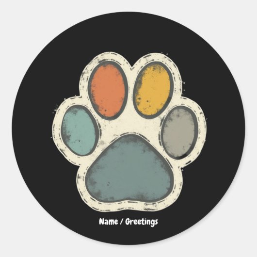 Sticker Rond Chien Chien Chien Empreinte de patte Conception de (Devant)