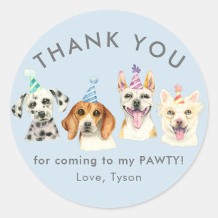 Sticker Rond Chien Chien Chien Pawty Merci Favoriser