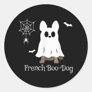 Sticker Rond Chien-chien français Halloween Chien-chien-chien-