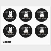 Sticker Rond Chien-chien français Halloween Chien-chien-chien-c (Feuille)