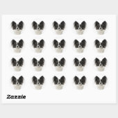 Sticker Rond Chien Chien Noir Et Blanc Papillon - Chien D'Amour (Feuille)