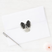 Sticker Rond Chien Chien Noir Et Blanc Papillon - Chien D'Amour (Enveloppe)