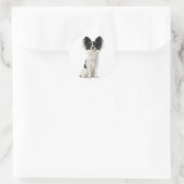 Sticker Rond Chien Chien Noir Et Blanc Papillon - Chien D'Amour (Sac)