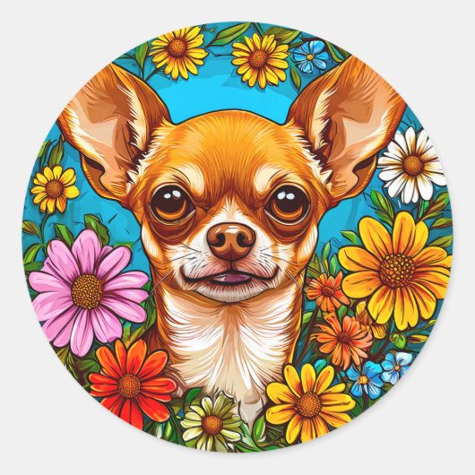 Sticker Rond chien Chihuahua (Devant)