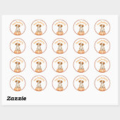 Sticker Rond Chien chiot bon thanksgiving (Feuille)