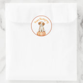 Sticker Rond Chien chiot bon thanksgiving (Sac)