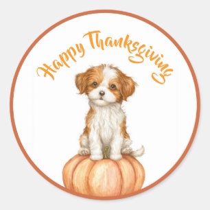 Sticker Rond Chien chiot bon thanksgiving