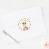 Sticker Rond Chien chiot bon thanksgiving (Enveloppe)