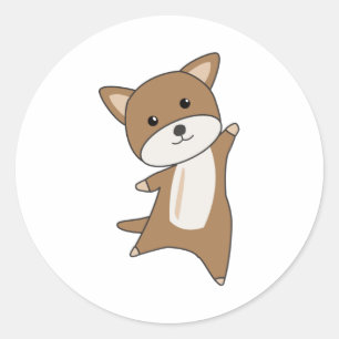 Sticker Rond Chien Chiot Chien Chien Chien Chien Drôle Animaux