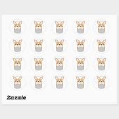 Sticker Rond Chien chiot comme cuisinier avec Platter (Feuille)