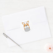 Sticker Rond Chien chiot comme cuisinier avec Platter (Enveloppe)