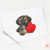 Sticker Rond Chien chiot de Valentine Havanais (Enveloppe)