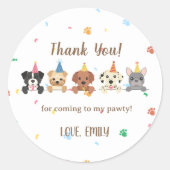 Sticker Rond Chien Chiot fête d'anniversaire (Devant)