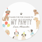 Sticker Rond Chien Chiot fête d'anniversaire (Devant)