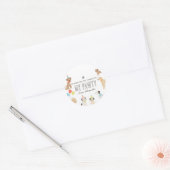 Sticker Rond Chien Chiot fête d'anniversaire (Enveloppe)