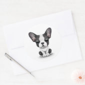 Sticker Rond Chien chiot français mignon sur blanc (Enveloppe)