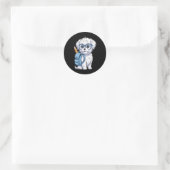 Sticker Rond Chien Chiot Rentrée Des Classes Premier Jour (Sac)