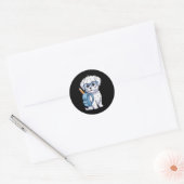 Sticker Rond Chien Chiot Rentrée Des Classes Premier Jour (Enveloppe)