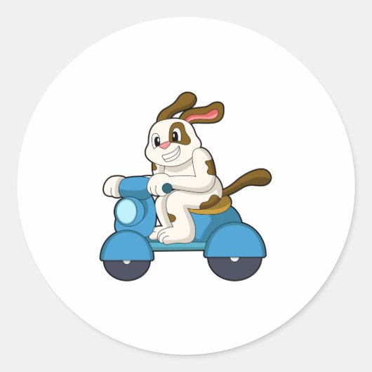 Sticker Rond Chien comme Biker avec Scooter.PNG (Devant)