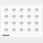 Sticker Rond Chien comme chambre avec Cravate et lunettes (Feuille)