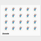 Sticker Rond Chien comme coiffeur avec peigne (Feuille)