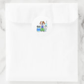 Sticker Rond Chien comme docteur avec seringue (Sac)