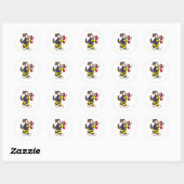 Sticker Rond Chien comme pompier avec extincteur (Feuille)