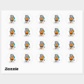 Sticker Rond Chien comme randonneur avec sac à dos (Feuille)