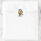 Sticker Rond Chien comme randonneur avec sac à dos (Sac)