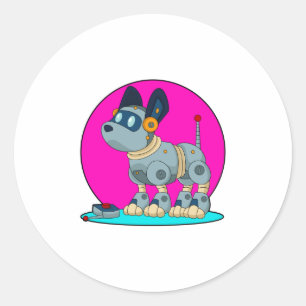 Sticker Rond Chien comme robot