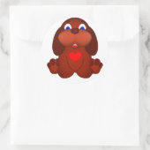 Sticker Rond Chien coquelicot au coeur rouge (Sac)