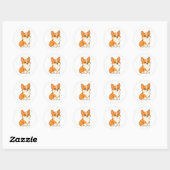 Sticker Rond Chien Corgi Mignon (Feuille)