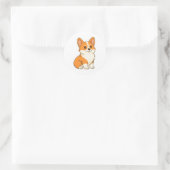 Sticker Rond Chien Corgi Mignon (Sac)