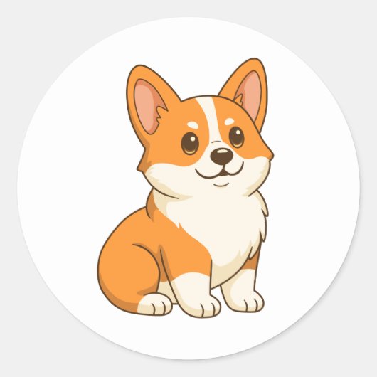 Sticker Rond Chien Corgi Mignon (Devant)